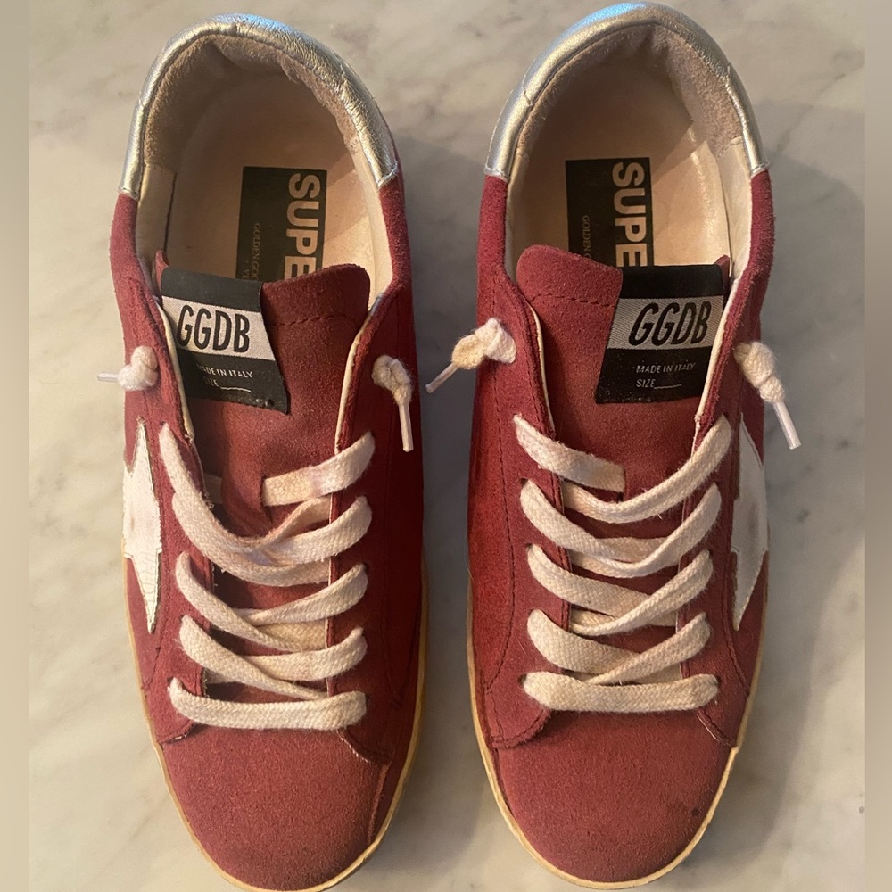Golden Goose suede burgundy sneakers